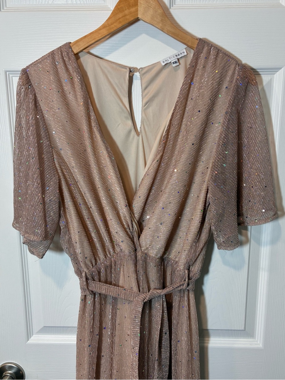 Baltic Born Blush Pink Sparkle Wrap Maxi Dress - Picture 4 of 9